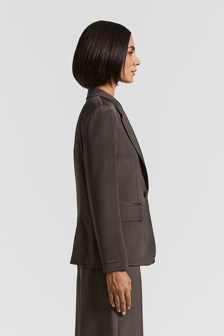 Single-breasted blazer in crepe de chine