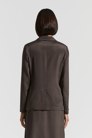 Single-breasted blazer in crepe de chine