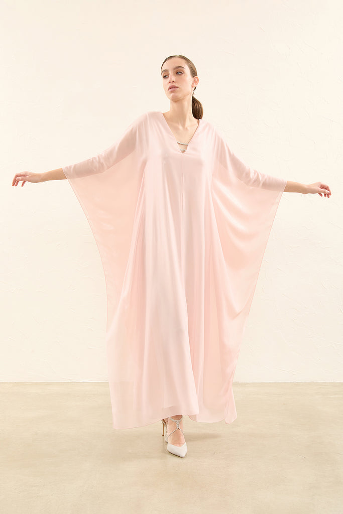 Long dress in laminated georgette  