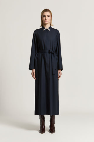 Hemdblusenkleid aus Tropical-Gewebe aus Wolle