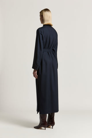 Hemdblusenkleid aus Tropical-Gewebe aus Wolle
