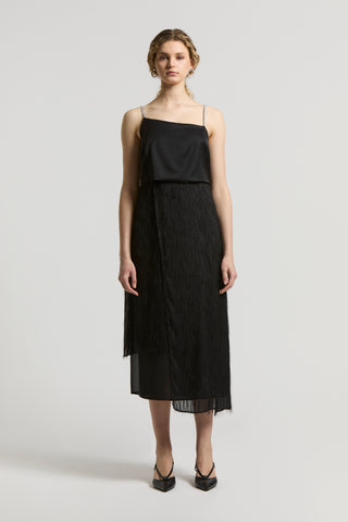Fil coupé and viscose satin dress
