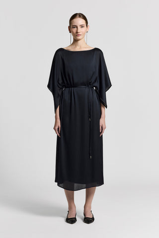 Fließendes Kleid aus Crêpe-de-Chine-Satin