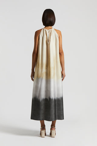 Long twill dress with degradé print