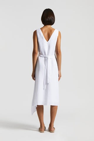 Asymmetrical midi dress in light linen