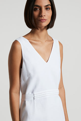 Asymmetrical midi dress in light linen