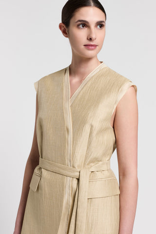 Linen drill and organza vest