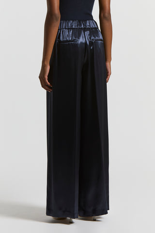 Shiny viscose satin trousers