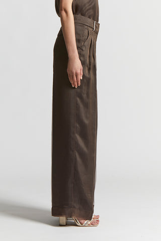 Trousers in lightweight silk organza