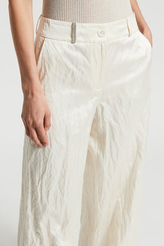 Crushed satin palazzo trousers