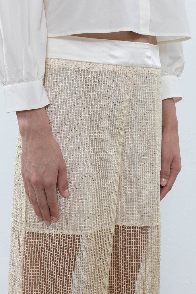 Viscose and sequins mesh trousers  