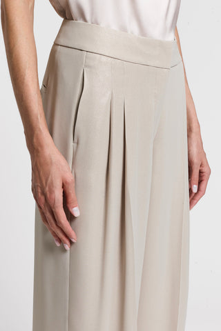 Wet-effect georgette palazzo trousers