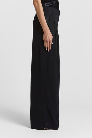 Pantalón palazzo de georgette con efecto mojado