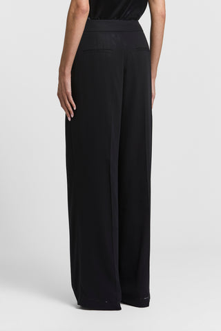 Wet-effect georgette palazzo trousers