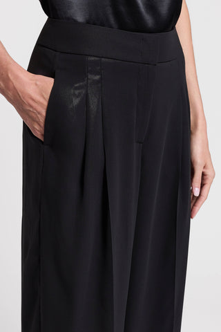 Wet-effect georgette palazzo trousers