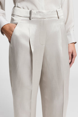 Viscose and linen satin trousers