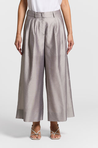 Semi-shiny organza trousers