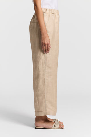 Pantalon en lin à effet mouillé