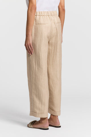 Wet-effect linen trousers