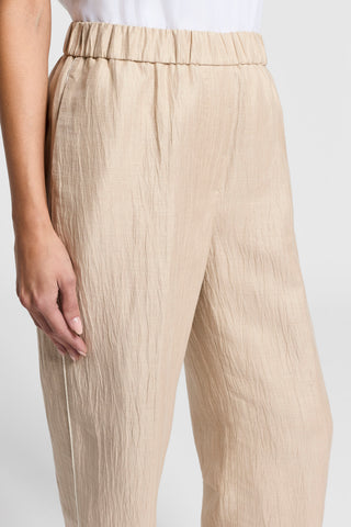 Pantalon en lin à effet mouillé