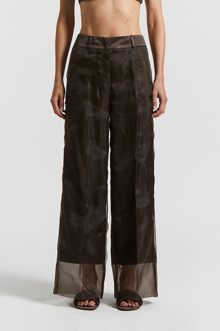 Organza and satin doubled trousers