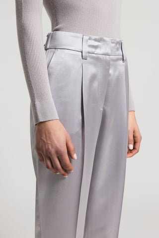 Fluid viscose and wool satin trousers