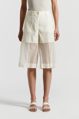 Lined organza Bermuda shorts