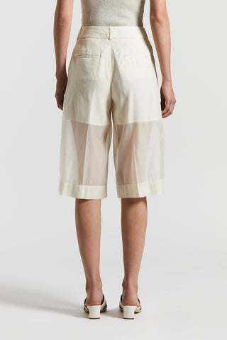 Lined organza Bermuda shorts