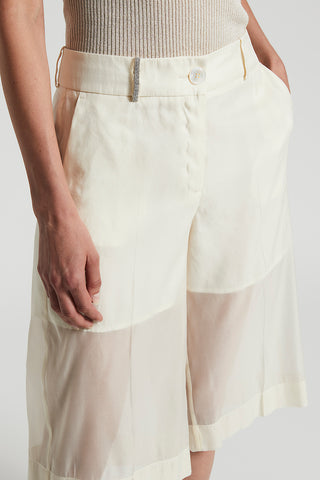 Lined organza Bermuda shorts