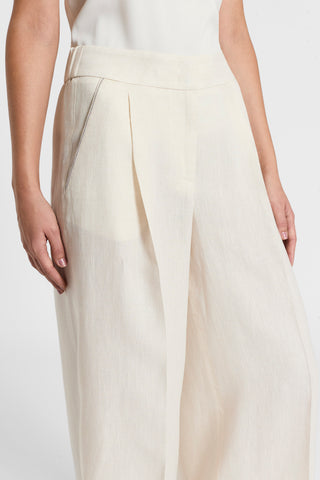 Pure linen canvas trousers