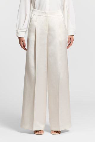 Viscose and linen satin trousers