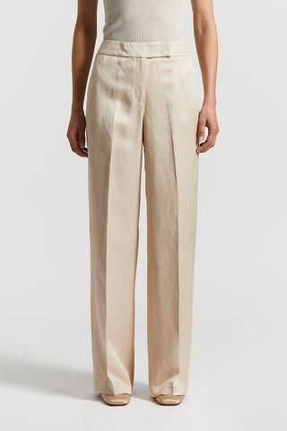 Fluid viscose linen twill trousers