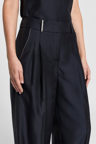 Palazzo trousers with double pleats