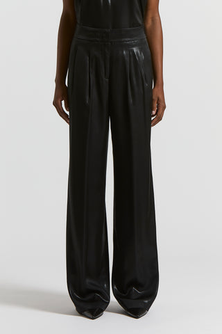 Laminated viscose trousers