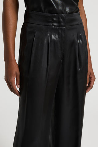 Laminated viscose trousers