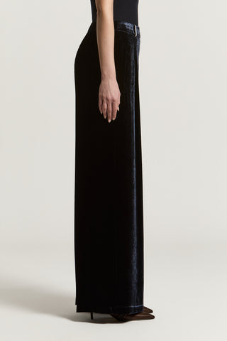 Pantalon palazzo en velours de viscose et soie
