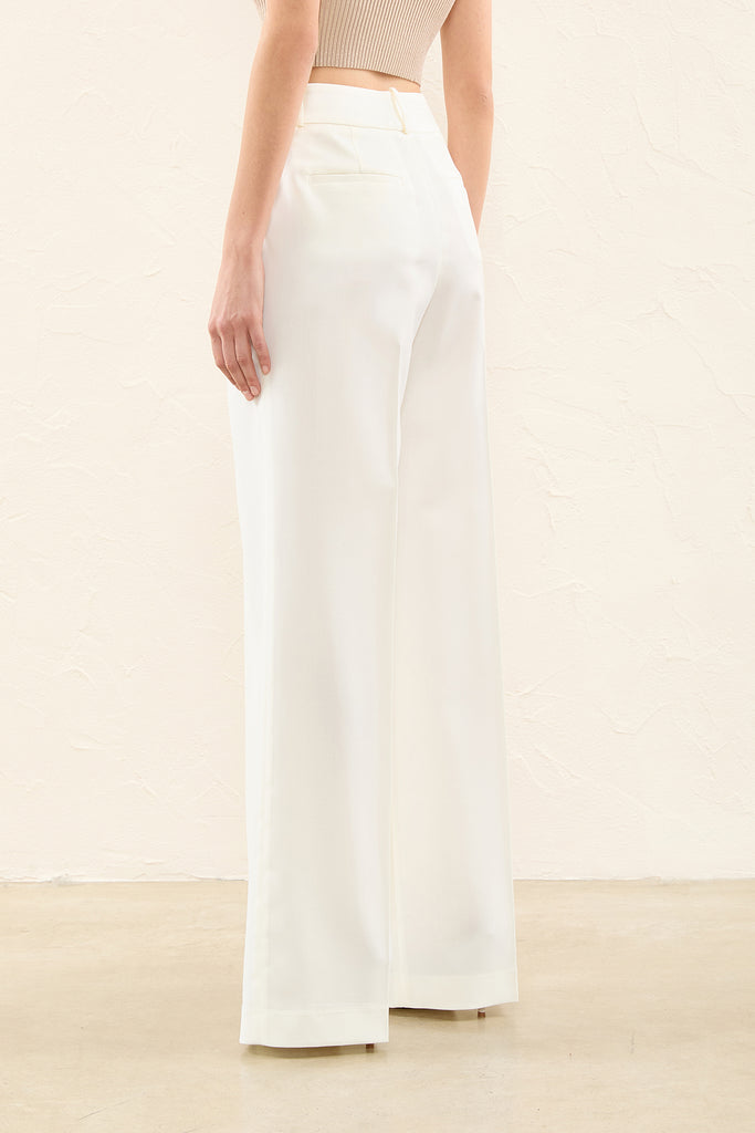 Pure wool twill palazzo trousers  