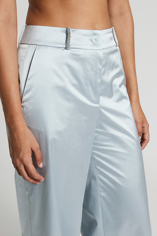 Cotton-blend satin palazzo trousers