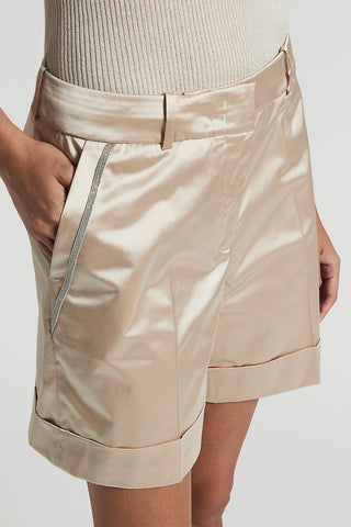 Stretch cotton satin shorts