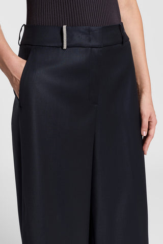 Shiny viscose wool twill trousers