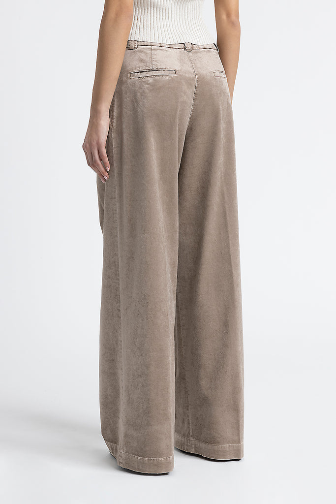 Corduroy pleated palazzo trousers  