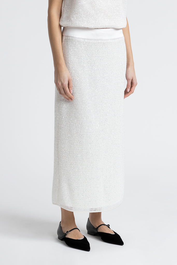 Wool, mohair and silk mesh long skirt  