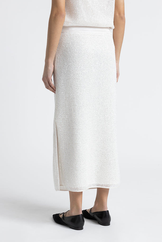 Wool, mohair and silk mesh long skirt  