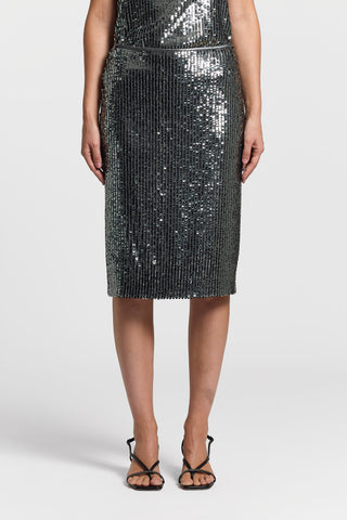 Sequin ribbed tulle skirt