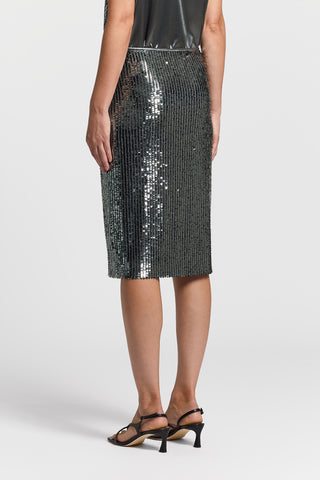 Sequin ribbed tulle skirt