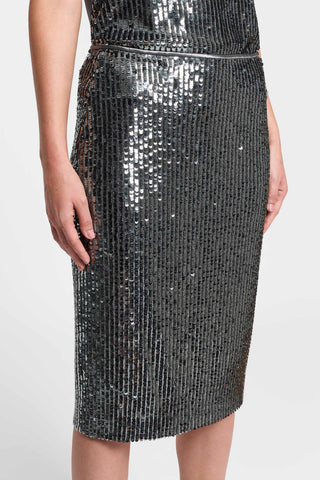 Sequin ribbed tulle skirt