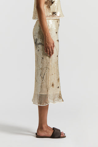 Sequined Lurex net midi skirt