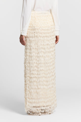 Organza skirt with crepe de chine fringes