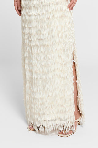 Organza skirt with crepe de chine fringes