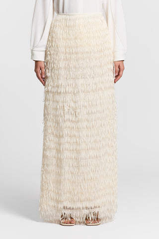 Organza skirt with crepe de chine fringes